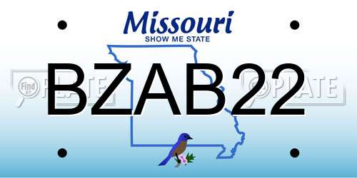 BZAB22 Missouri License Plate