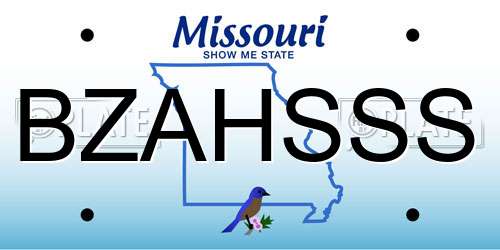 BZAHSSS Missouri License Plate