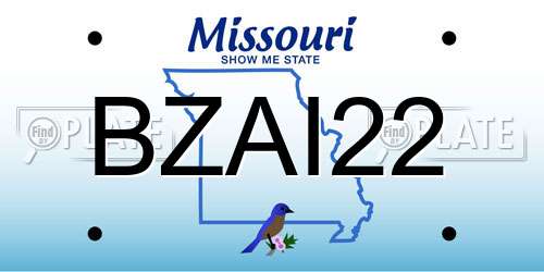 BZAI22 Missouri License Plate