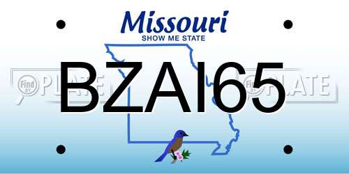 BZAI65 Missouri License Plate