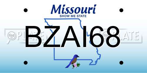 BZAI68 Missouri License Plate