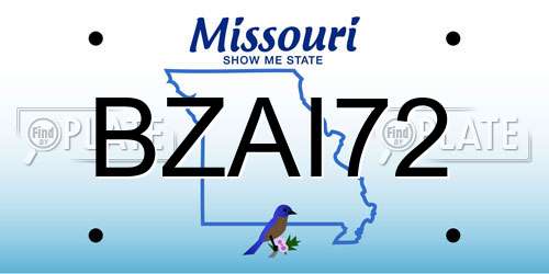 BZAI72 Missouri License Plate