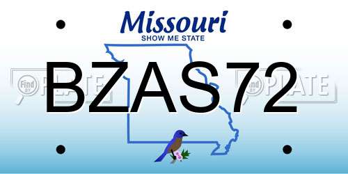 BZAS72 Missouri License Plate