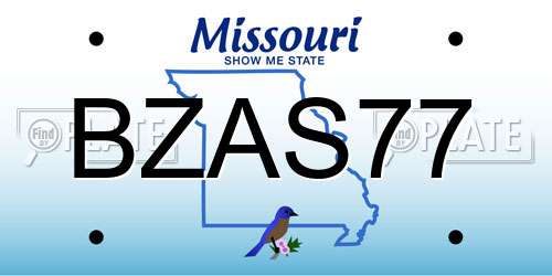 BZAS77 Missouri License Plate