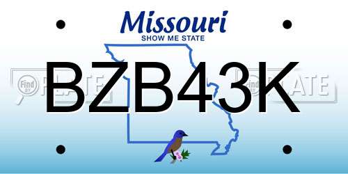 BZB43K Missouri License Plate