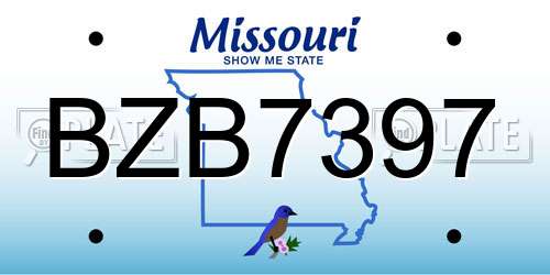 BZB7397 Missouri License Plate