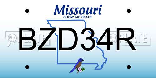 BZD34R Missouri License Plate