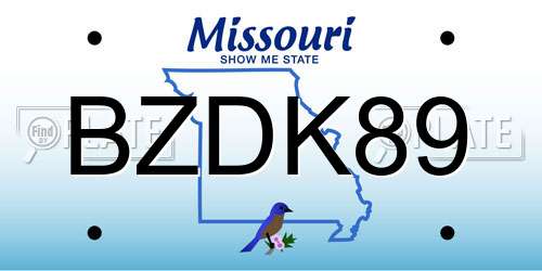 BZDK89 Missouri License Plate