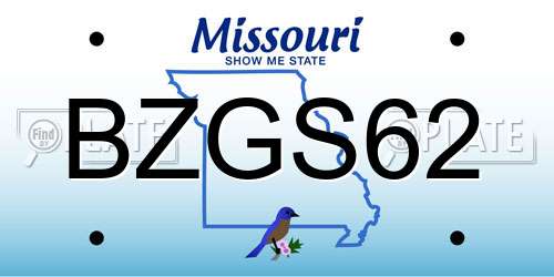 BZGS62 Missouri License Plate