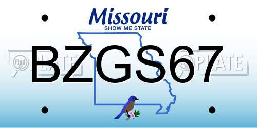 BZGS67 Missouri License Plate