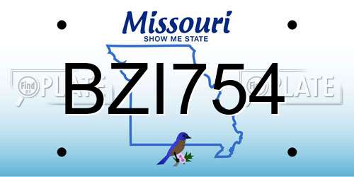 BZI754 Missouri License Plate