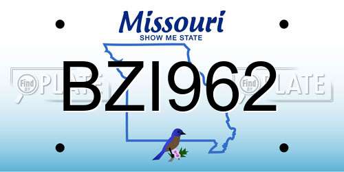 BZI962 Missouri License Plate