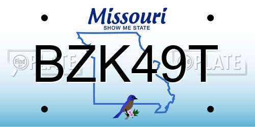 BZK49T Missouri License Plate