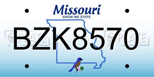 BZK8570 Missouri License Plate