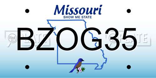 BZOG35 Missouri License Plate