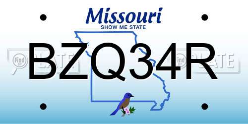 BZQ34R Missouri License Plate
