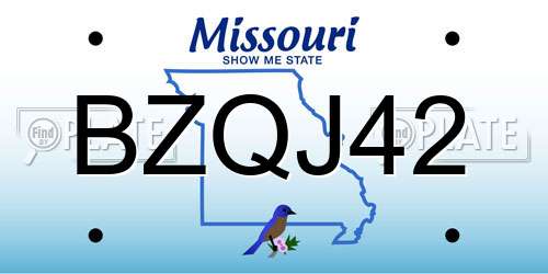 BZQJ42 Missouri License Plate