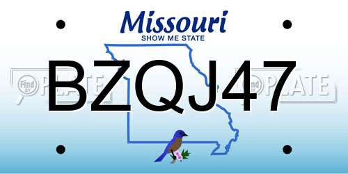 BZQJ47 Missouri License Plate