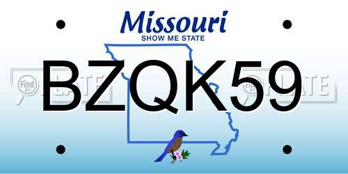 BZQK59 Missouri License Plate