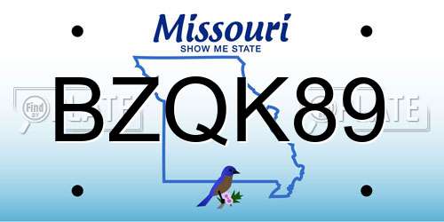 BZQK89 Missouri License Plate