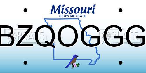 BZQOGGG Missouri License Plate