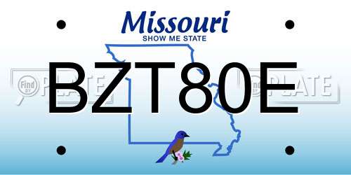 BZT80E Missouri License Plate