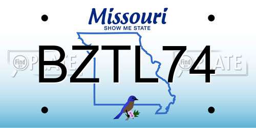 BZTL74 Missouri License Plate