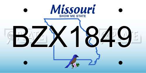 BZX1849 Missouri License Plate
