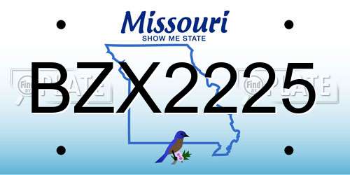 BZX2225 Missouri License Plate