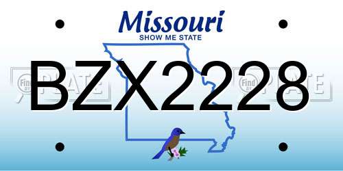 BZX2228 Missouri License Plate