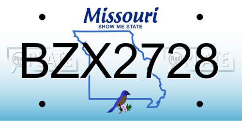 BZX2728 Missouri License Plate