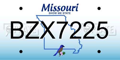 BZX7225 Missouri License Plate
