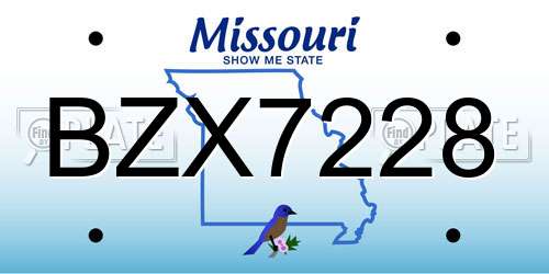 BZX7228 Missouri License Plate