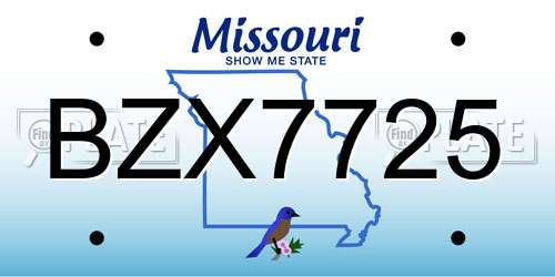 BZX7725 Missouri License Plate
