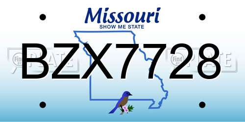 BZX7728 Missouri License Plate