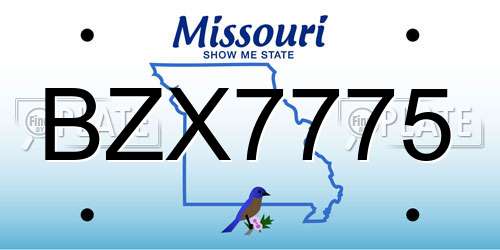 BZX7775 Missouri License Plate