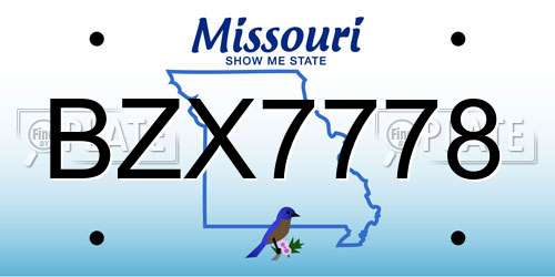 BZX7778 Missouri License Plate