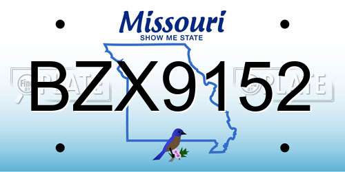 BZX9152 Missouri License Plate