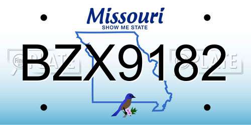 BZX9182 Missouri License Plate