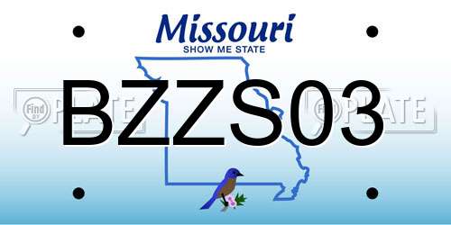 BZZS03 Missouri License Plate