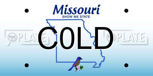C0LD Missouri License Plate
