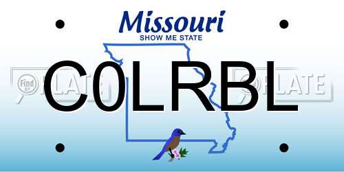 C0LRBL Missouri License Plate