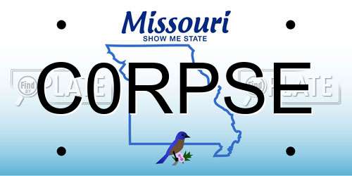 C0RPSE Missouri License Plate