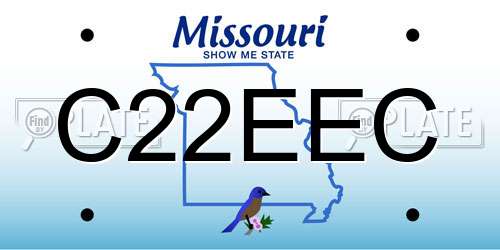 C22EEC Missouri License Plate