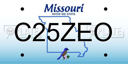 C25ZEO Missouri License Plate