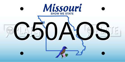 C50AOS Missouri License Plate