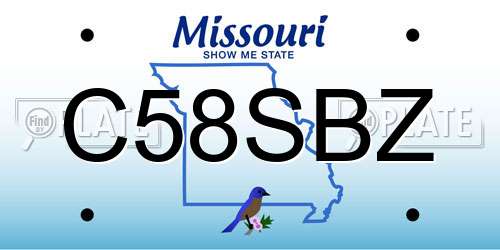 C58SBZ Missouri License Plate