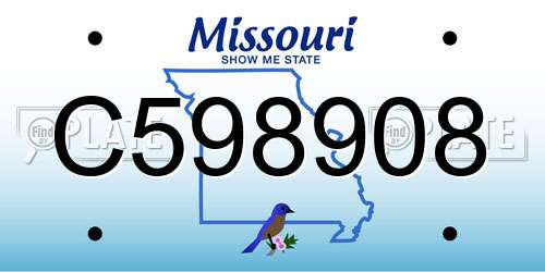 C598908 Missouri License Plate