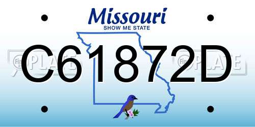 C61872D Missouri License Plate