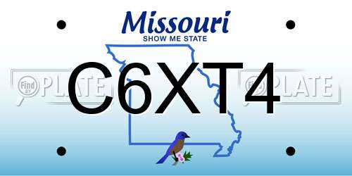 C6XT4 Missouri License Plate